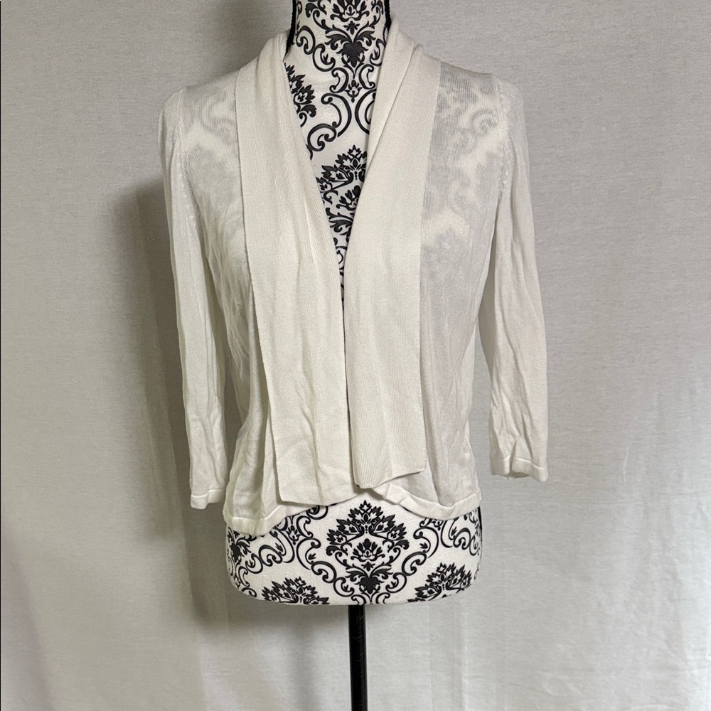 Cyrus White Viscose Women's open front short Cardigan